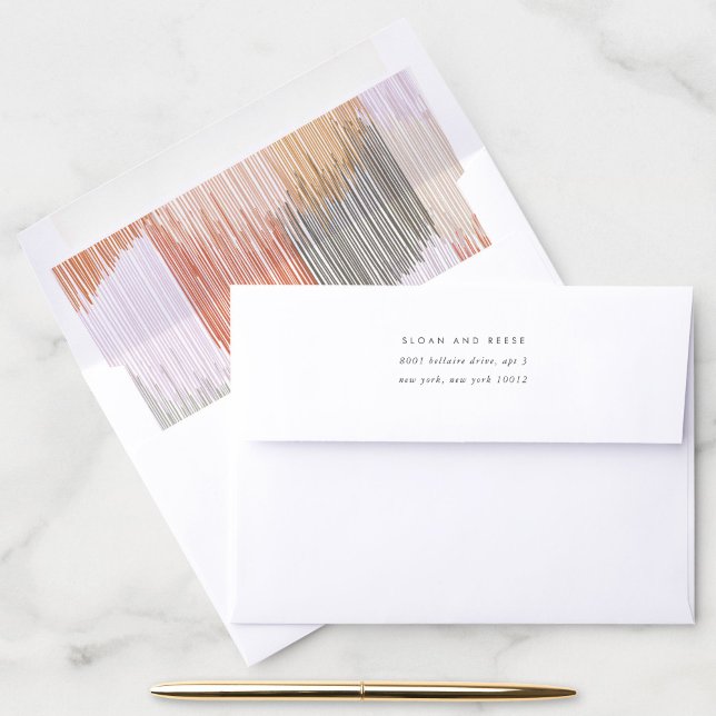 Modern Fringe Envelope (Colorful modern fringe lined return address envelope.)