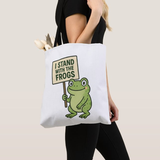 Modern Frog Lover Tote Bag (Close Up)