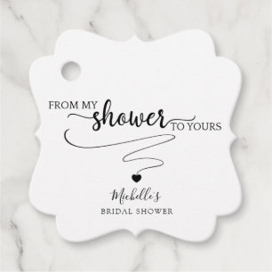 Modern, From my Shower to Yours, Black and White Favour Tags