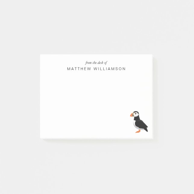 Modern From The Desk of Puffin Bird  Post-it Notes (Front)