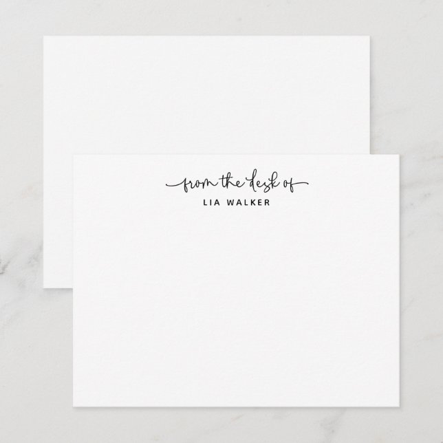 Modern From The Desk of Script Personalised Card (Front/Back)
