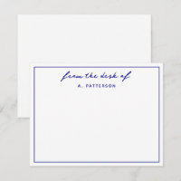 Modern From The Desk Of True Navy Blue Border