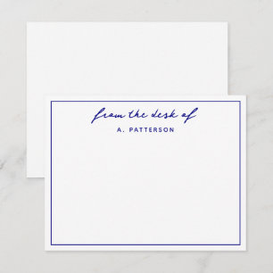 Modern From The Desk Of True Navy Blue Border Card