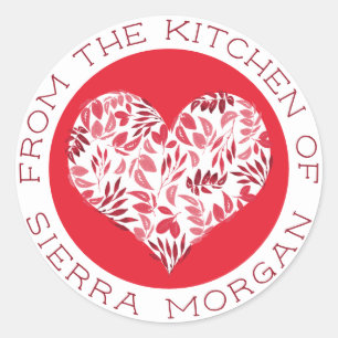 Modern From The Kitchen Of Botanical Heart Treats Classic Round Sticker