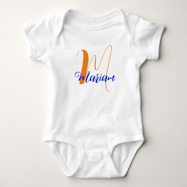 Modern Front & Back Design - Customised Surname Baby Bodysuit (Front)