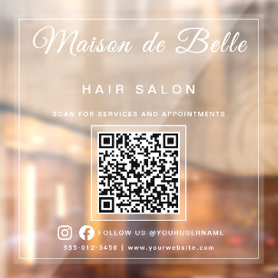 Modern Frosted Glass Look QR Code Branding Window Cling