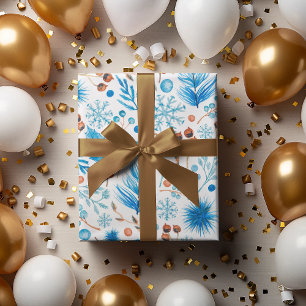 Modern Frozen Blue Christmas Holiday Wrapping Paper Sheet