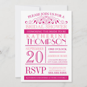 Modern Fuchsia and Pink Bridal Shower Invitation