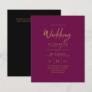 Modern Fuchsia Gold Budget Wedding Invites