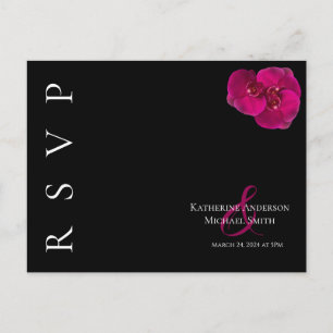 Modern Fuchsia Orchids-RSVP-Wedding- Postcard
