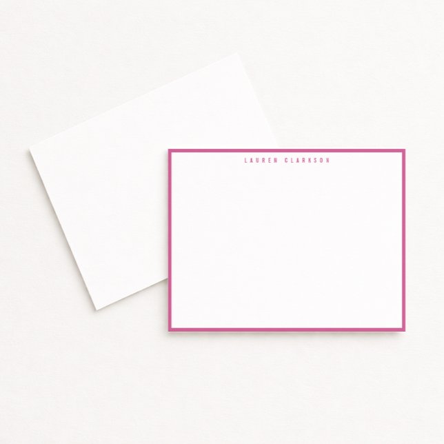 Modern Fuchsia Pink Border Note Card (Creator Uploaded)
