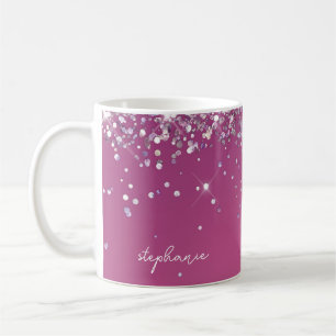 Modern Fuchsia Pink Glitter Custom  Coffee Mug