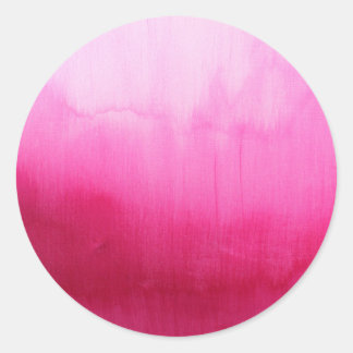 Modern fuchsia watercolor paint brushtrokes classic round sticker