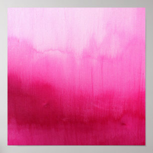Modern fuchsia watercolor paint brushtrokes poster