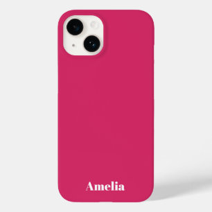Modern fuchsia white script Personalised Name  Case-Mate iPhone 14 Case