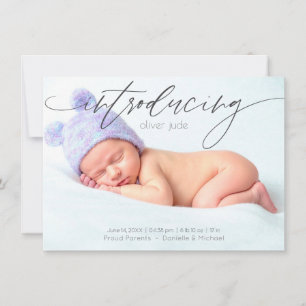 Modern Full Light Photo Birth Announcement