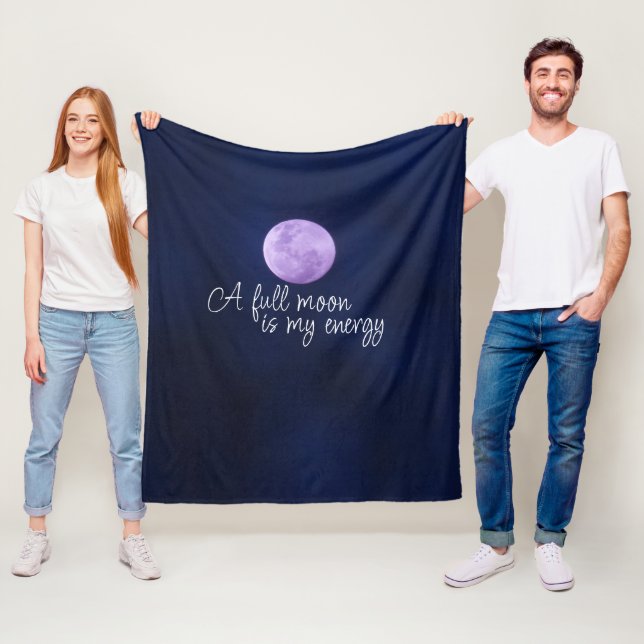 Modern FULL MOON Quote Purple Fleece Blanket (In Situ)