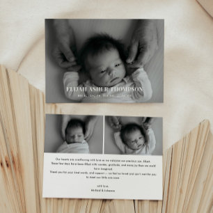 Modern Full Photo Black & White Baby Birth Announcement
