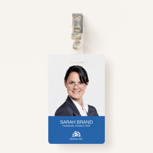 Modern Full Photo Business ID ID Badge (Front with Clip)