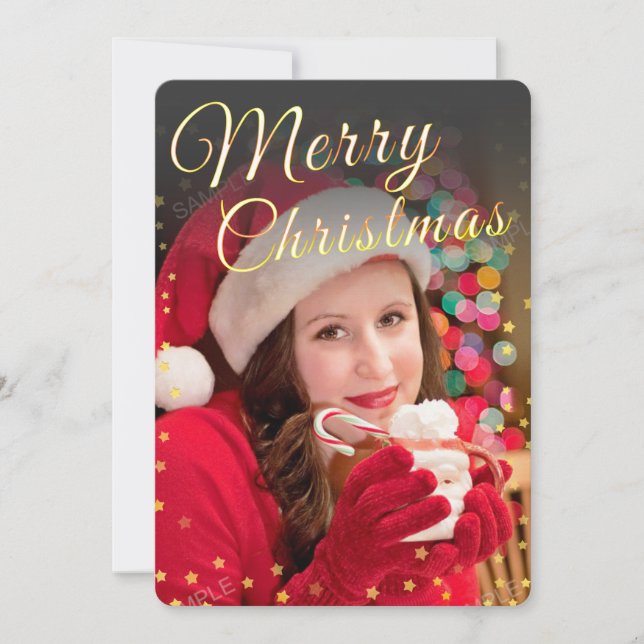 Modern Full Photo Christmas Greetings Card (Front)