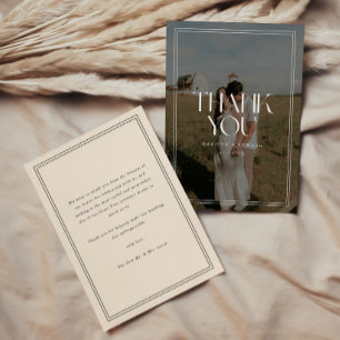 Modern Full Photo Overlay Bold Typography Wedding Thank You Card