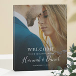 Modern Full Photo Wedding Rehearsal Dinner Welcome Faux Canvas Print<br><div class="desc">This simply chic wedding rehearsal dinner welcome sign features your favourite photo and white text, including your first names in a lively whimsical script. You can change the font and the wording to suit your style. Depending on the colour of your photo, you might prefer black text-in that case, please...</div>
