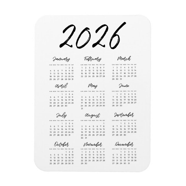 Modern full year 2023 calendar magnet (Vertical)