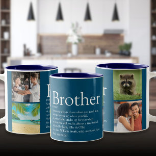Modern Fun 4 Photo Collage Brother Definition  Two-Tone Coffee Mug