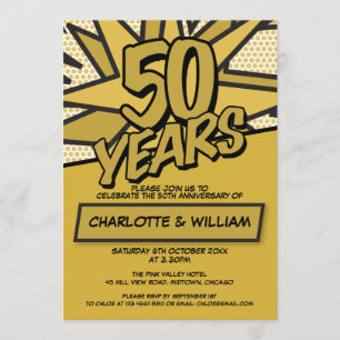 Modern Fun 50th Golden Wedding Anniversary Invitation