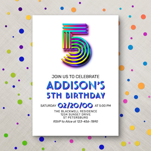 Modern Fun 5th Birthday Invitation (Creator Uploaded)