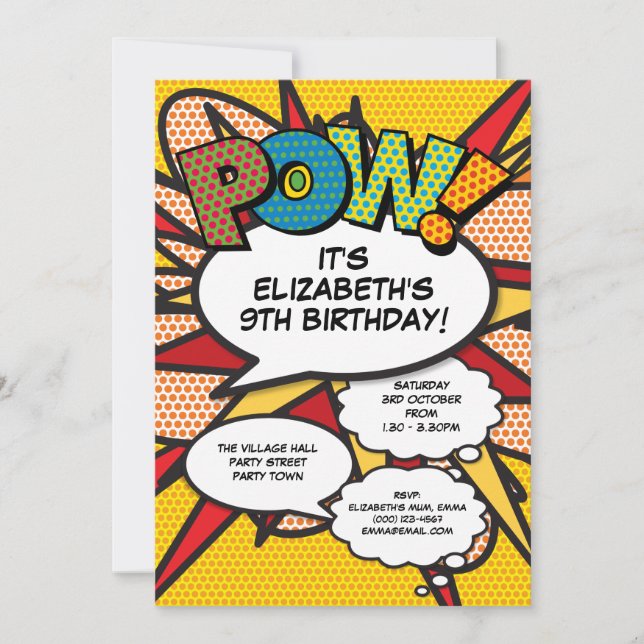 Modern Fun Birthday Party Comic Book Any Age Invitation (Front)