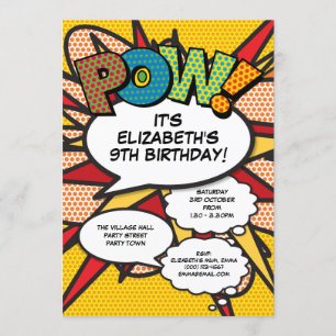 Modern Fun Birthday Party Comic Book Any Age Invitation