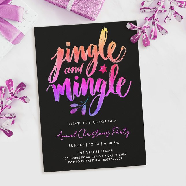 Modern Fun Black And Pink Jingle Brush Calligraphy Invitation (Creator Uploaded)