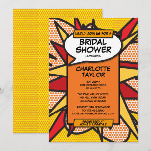 Modern Fun Bridal Shower Comic Book Invitation
