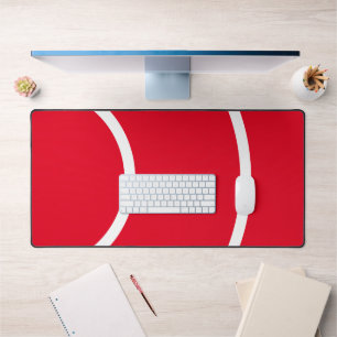 Modern Fun Bright Sporty Red White Signal Waves Desk Mat