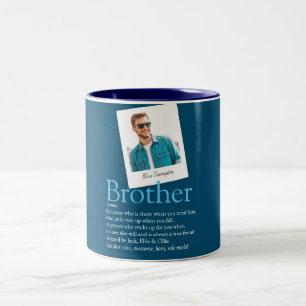 Modern Fun Brother Definition Photo Blue Two-Tone Coffee Mug