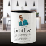 Modern Fun Brother Definition Photo Two-Tone Coffee Mug<br><div class="desc">Personalise the photo and text for your brother to create a unique gift. A perfect way to show him how amazing he is every day. Designed by Thisisnotme©</div>
