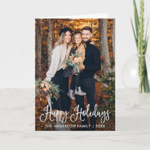 Modern Fun Calligraphy Family Photo Fold  Holiday Card