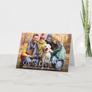 Modern Fun Calligraphy Family Photo Folded Holiday Card