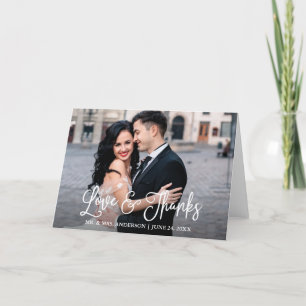 Modern Fun Calligraphy Love Thanks Wedding Fold Thank You Card