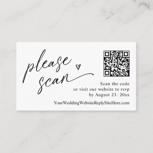 Modern Fun Casual QR Code Wedding RSVP Cards (Front)