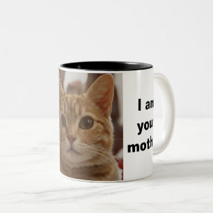 Modern fun cat mum photo collage quote Two-Tone coffee mug