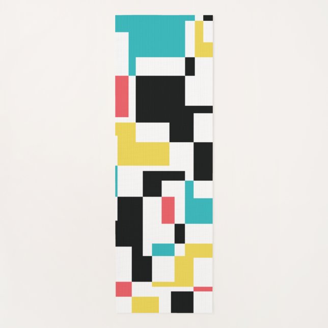 Modern, fun, colorful geometric graphic design yoga mat (Front)