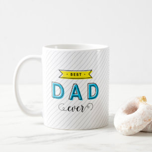 Modern Fun Colourful Blue Yellow Best Dad Ever Coffee Mug