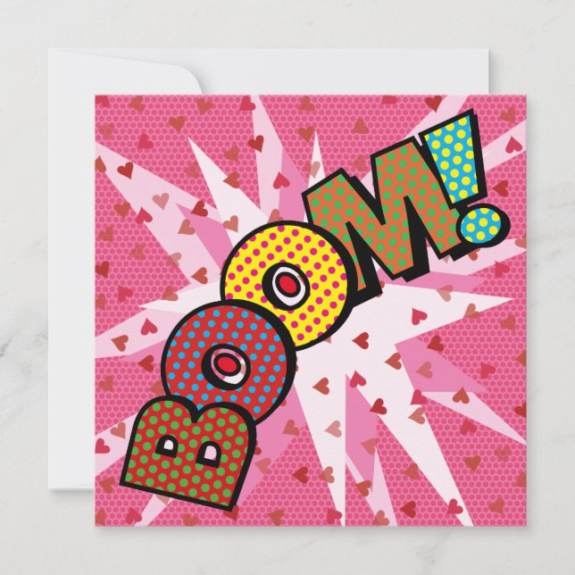 Modern Fun Colourful BOOM Comic Book Invitation (Front)