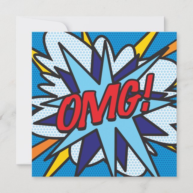 Modern Fun Colourful Comic Book OMG Invitation (Front)