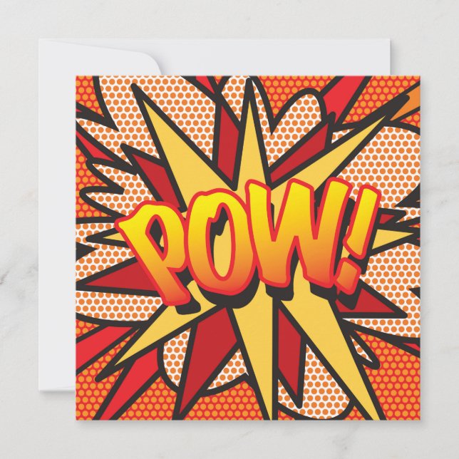 Modern Fun Colourful Comic Book POW Invitation (Front)