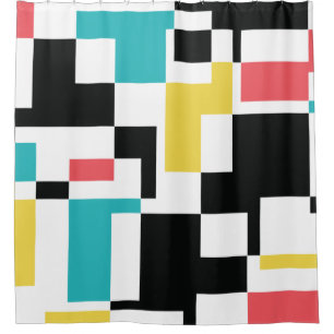 Modern, fun, colourful geometric graphic design shower curtain