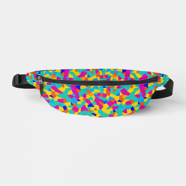 Modern Fun Colourful Geometric Rainbow Abstract  Bum Bags (Front)