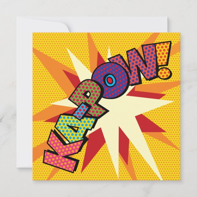 Modern Fun Colourful KAPOW Comic Book Invitation (Front)